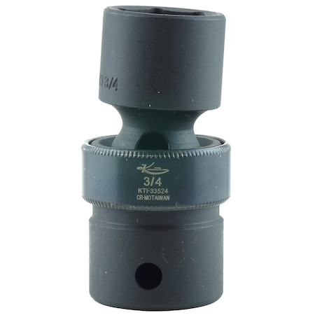 K-Tool International 1/2" Drive, 3/4" Size, SAE Socket, 6 Points, Swivel 6 pt., 1/2"Drve, 3/4 KTI-33524